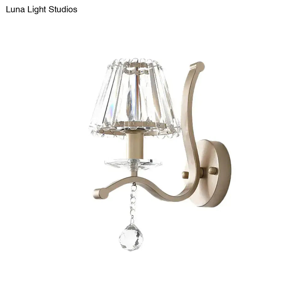 Antiqued gold crystal prism wall mount light – bedroom sconce