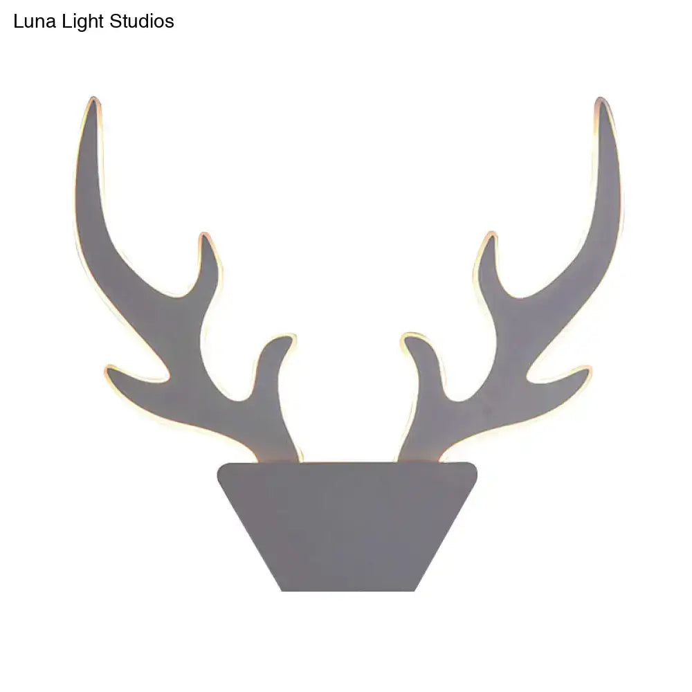 Art deco black & white antler light fixture bedroom wall sconce