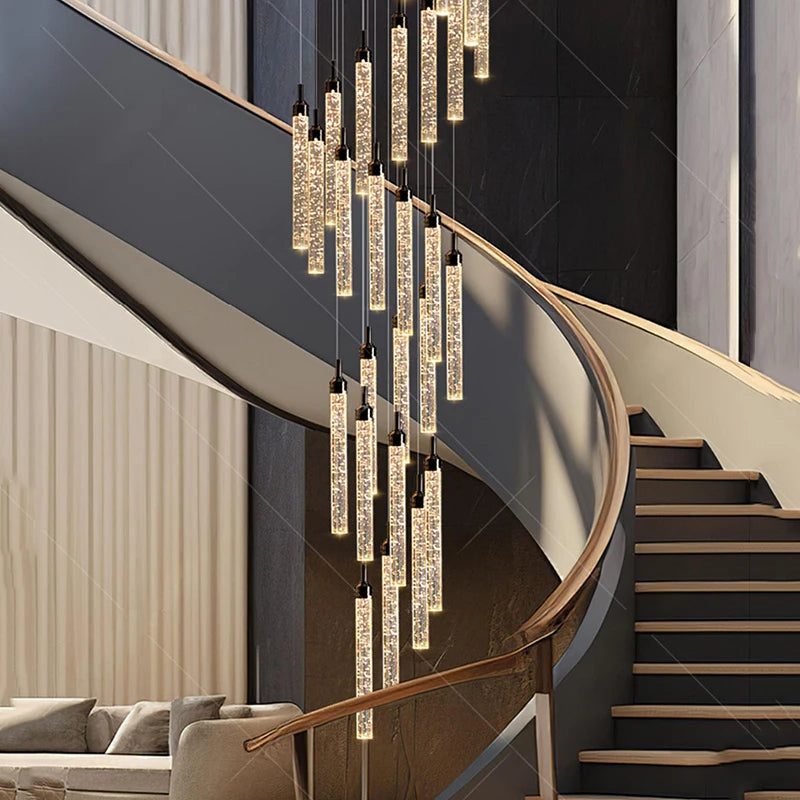 Art Deco Crystal Staircase Pendant Light