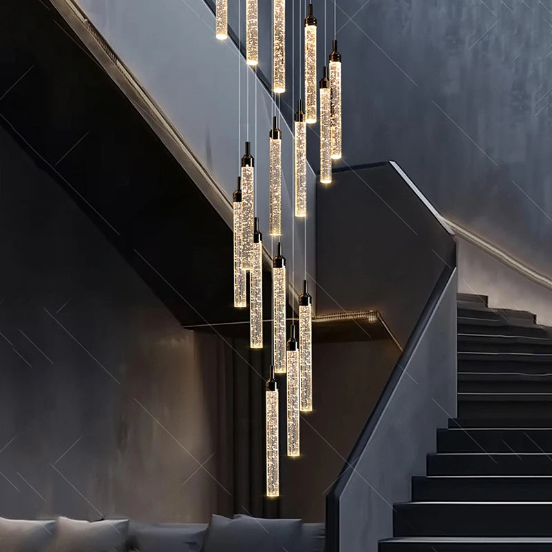 Art Deco Crystal Staircase Pendant Light