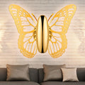Gold butterfly wall sconce metal lamp with intricate cutout wings and sleek body for kids room decor