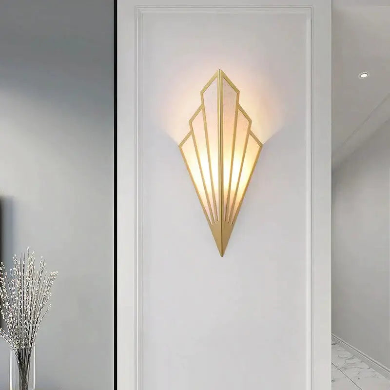 Art deco gold diamond shape modern wall light for bedroom