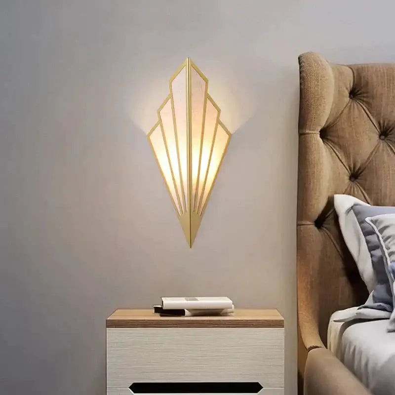 Art deco gold diamond shape modern wall light for bedroom