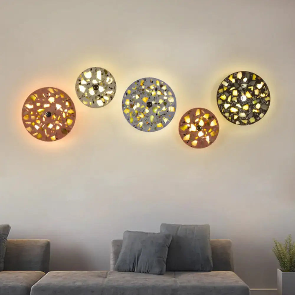Art deco mosaic terrazzo led wall light living room sconce