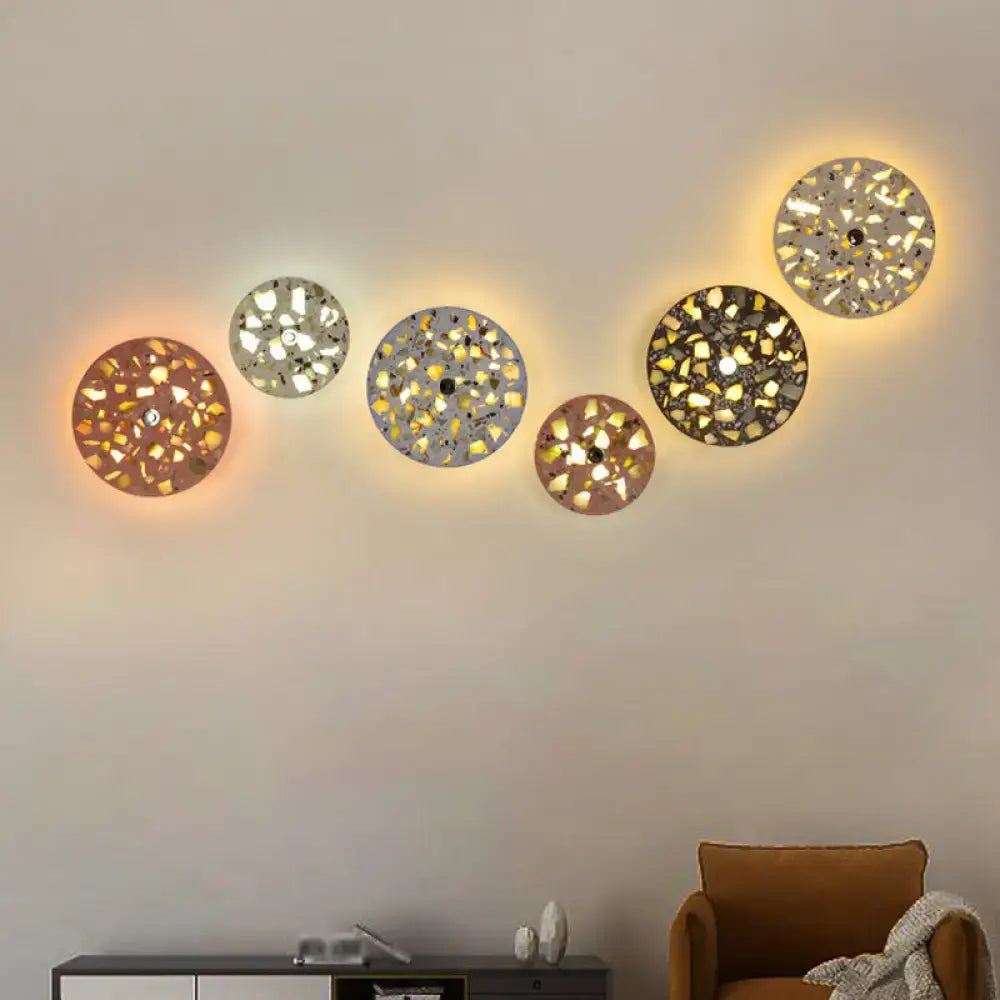 Art deco mosaic terrazzo led wall light living room sconce