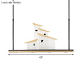 Modern white and light wood art deco ceiling light with layered roof design and adjustable warm white color temperature