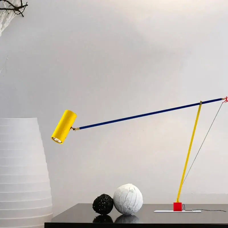 Art deco yellow & blue colorful cob table lamp for bedroom