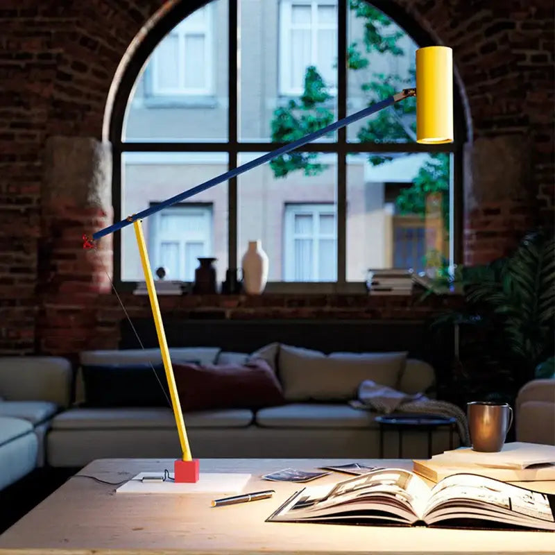 Art deco yellow & blue colorful cob table lamp for bedroom