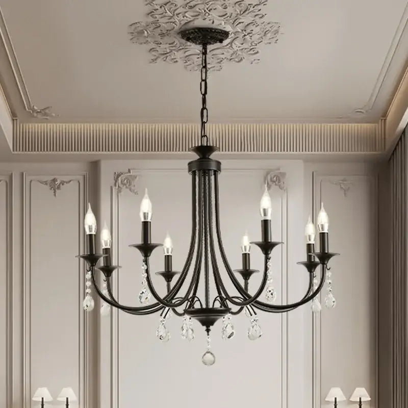Artistic black metal crystal chandelier dining room led lighting