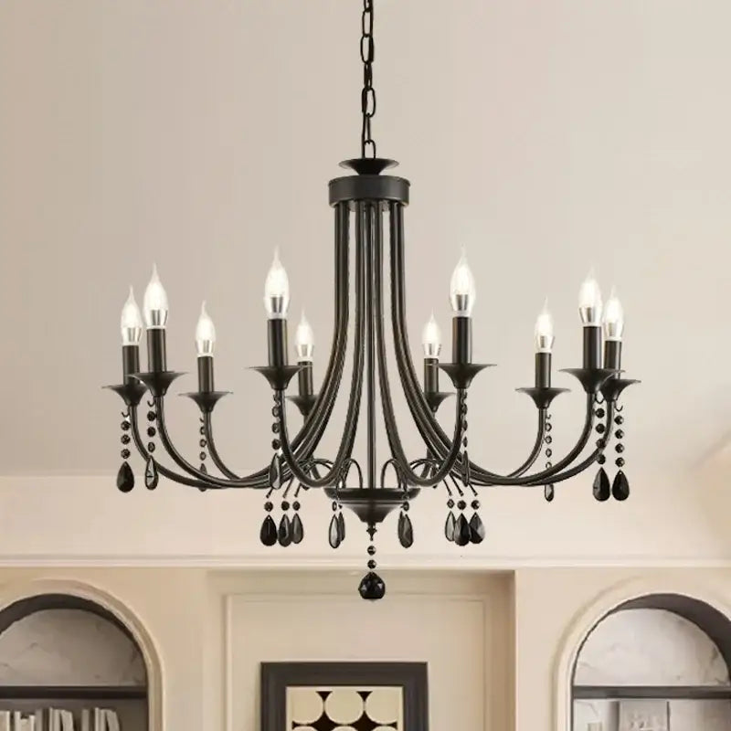 Artistic black metal crystal chandelier dining room led lighting