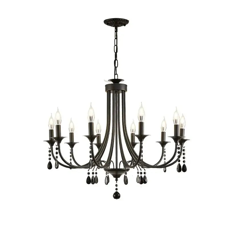 Artistic black metal crystal chandelier dining room led lighting
