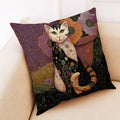 Artistic cat print black cushion covers set of 4 living room decor
