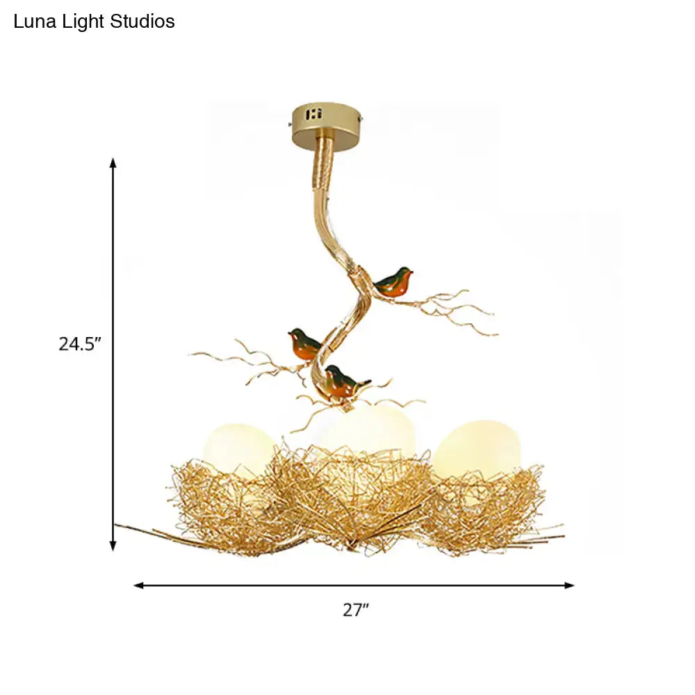 Artistry milk white glass bird nest chandelier pendant dining room