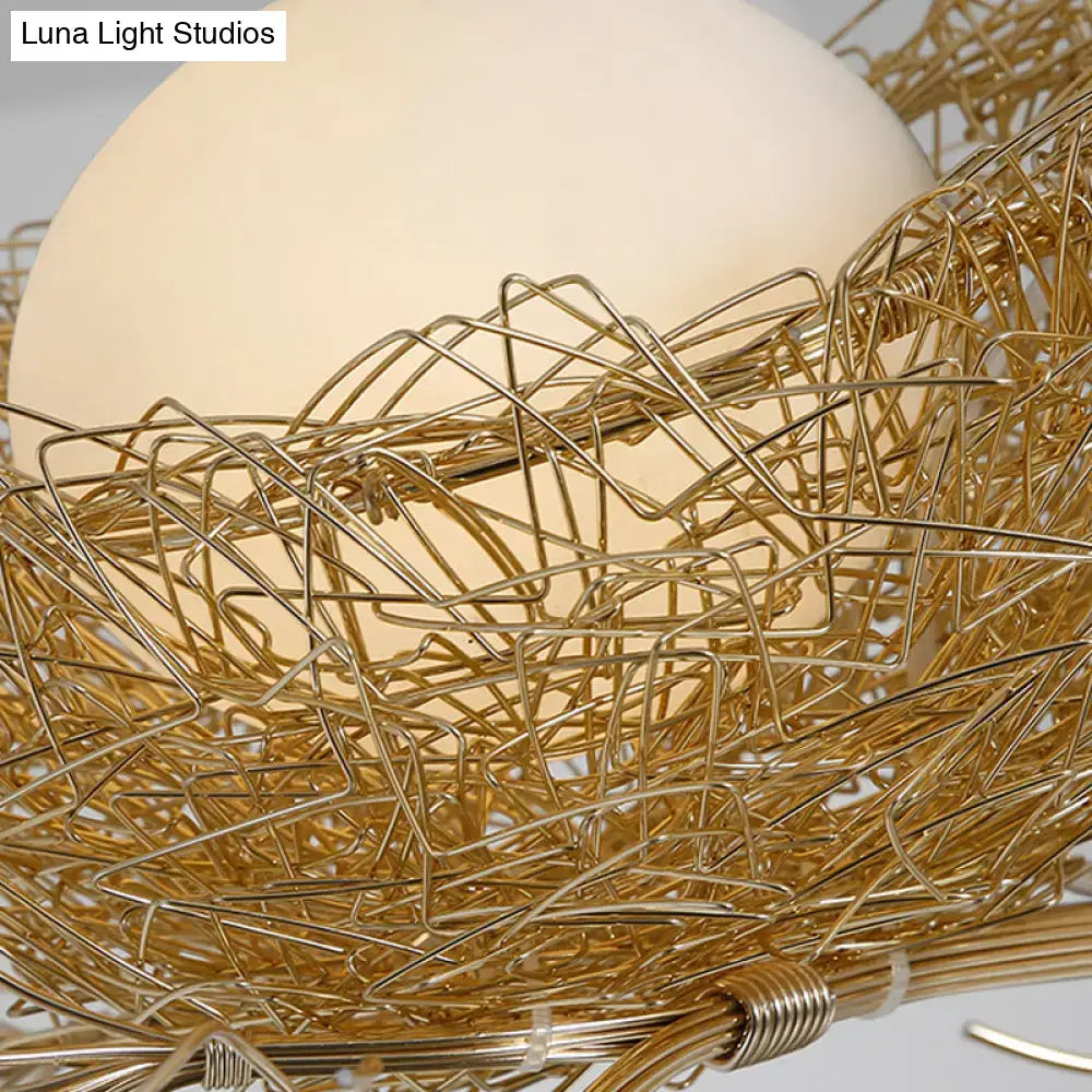 Artistry milk white glass bird nest chandelier pendant dining room