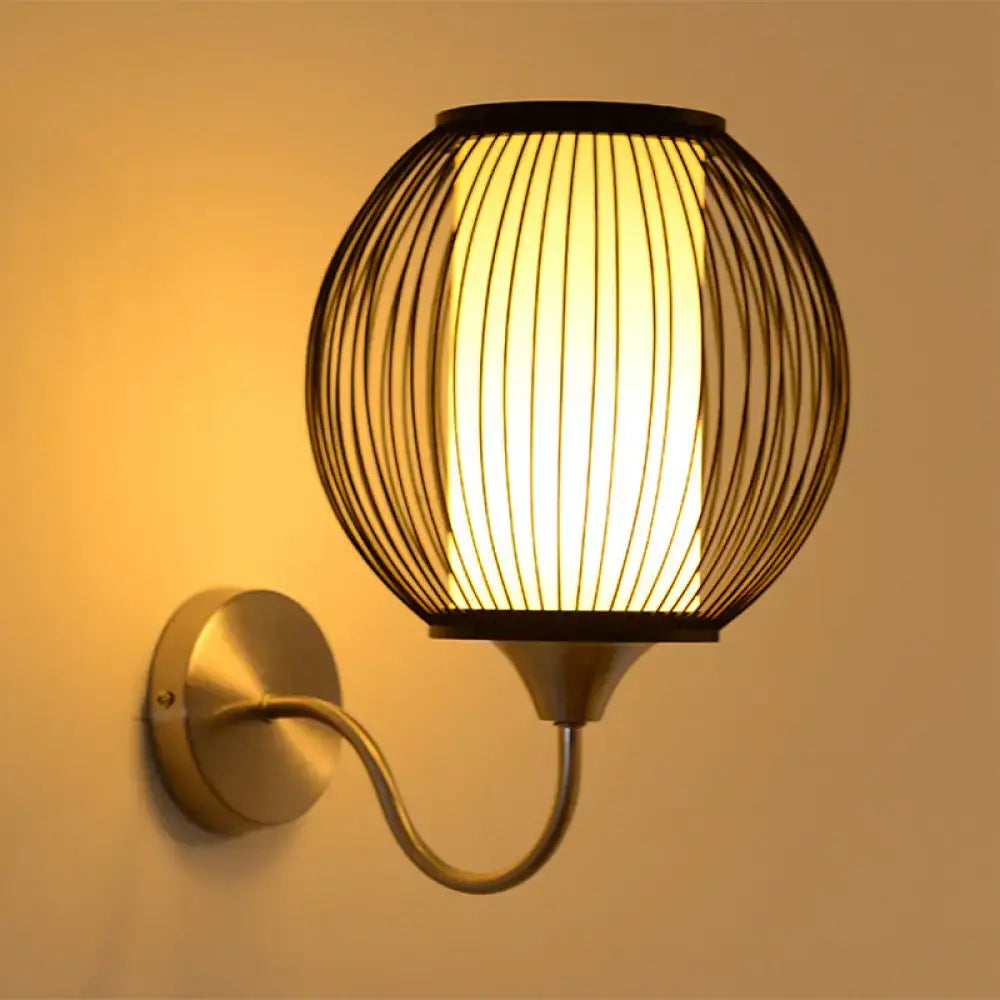 Asian style black bamboo gooseneck wall lamp bedroom wall light