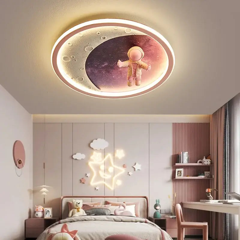 Astronaut crescent moon led ceiling light for boys room