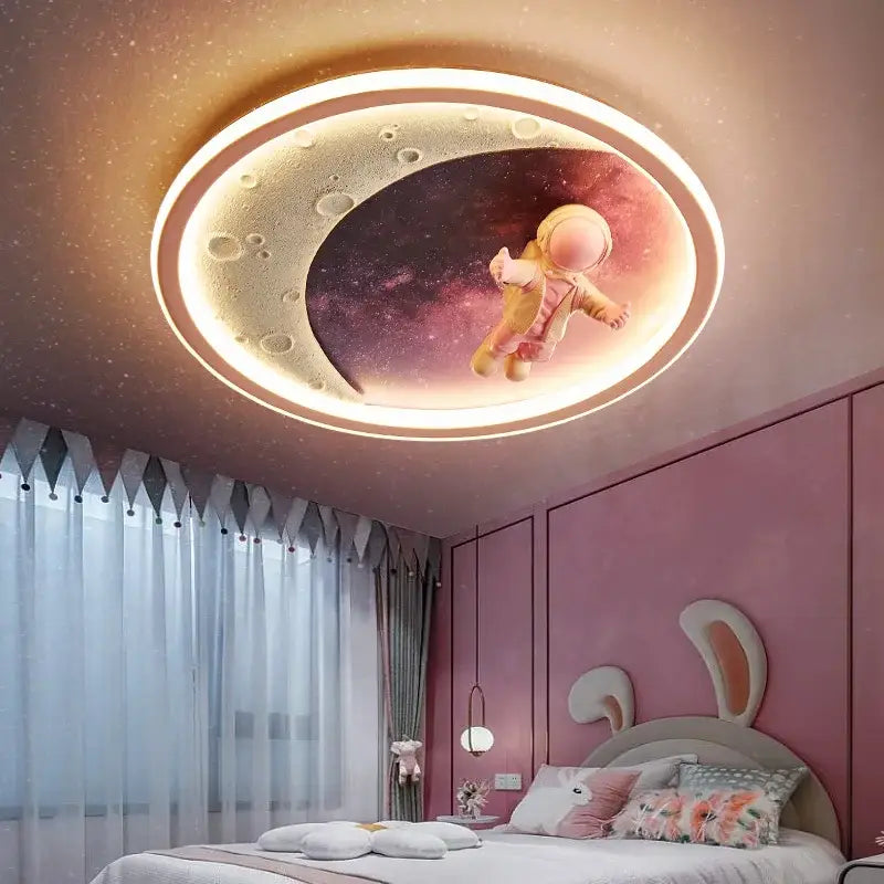 Astronaut crescent moon led ceiling light for boys room