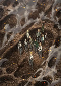 Decorbites™ attack on titan final season poster art depicting characters in military uniforms on a fiery battlefield