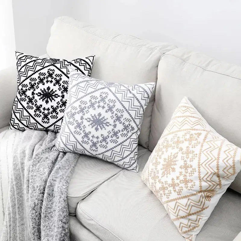 Aztec embroidery canvas cushion cover living room throw pillow