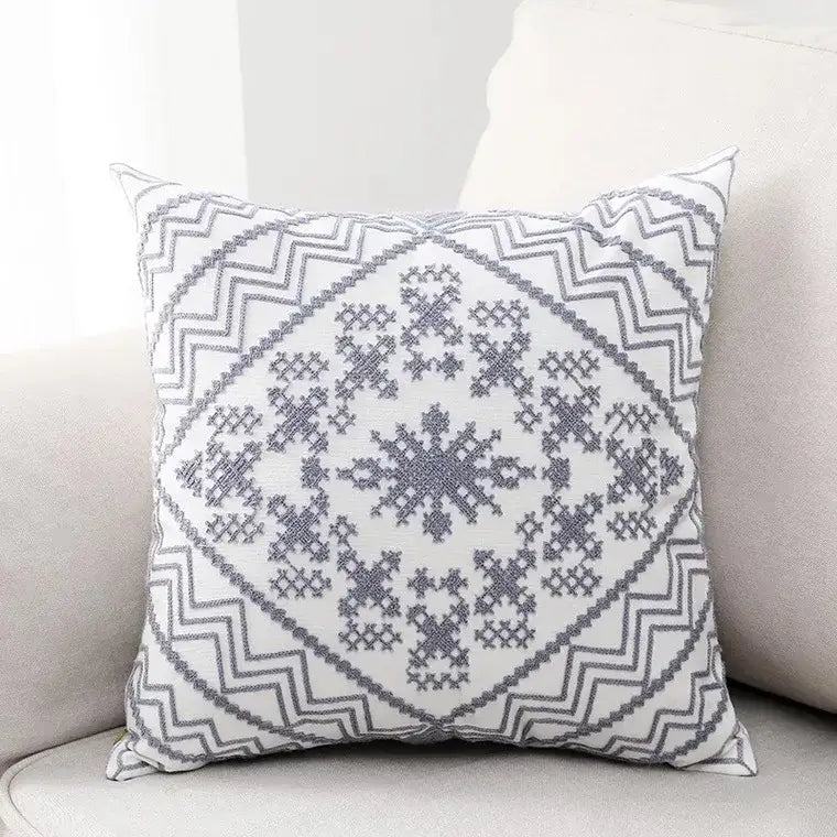 Aztec embroidery canvas cushion cover living room throw pillow