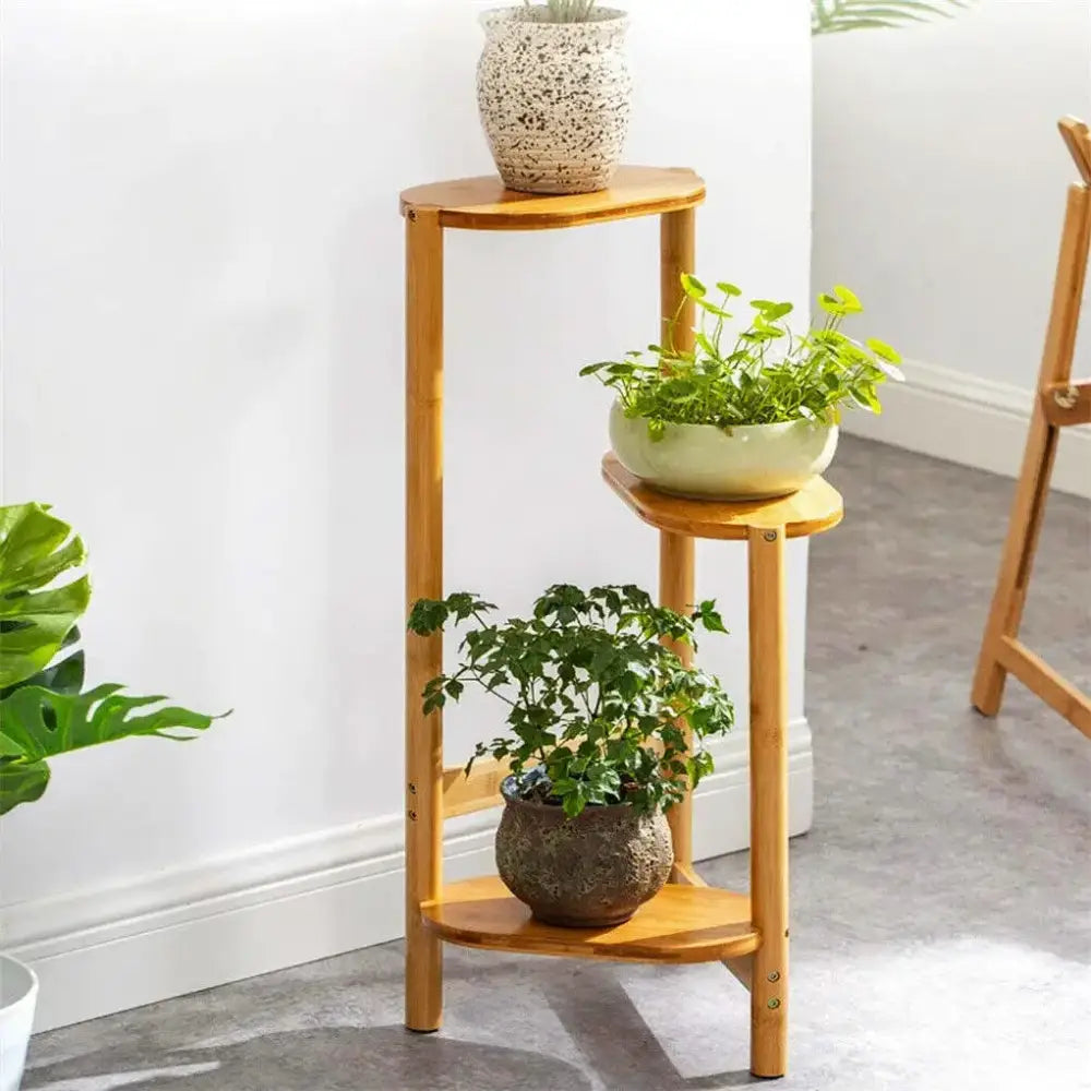 Bamboo 3 Tier Plant Stand Display