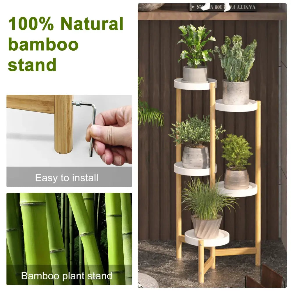 Bamboo 5-Tier Plant Stand Indoor Outdoor