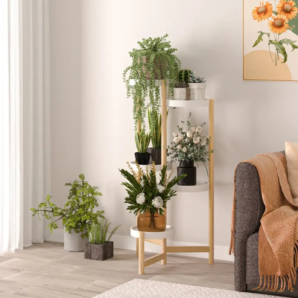 Bamboo 5-Tier Plant Stand Indoor Outdoor