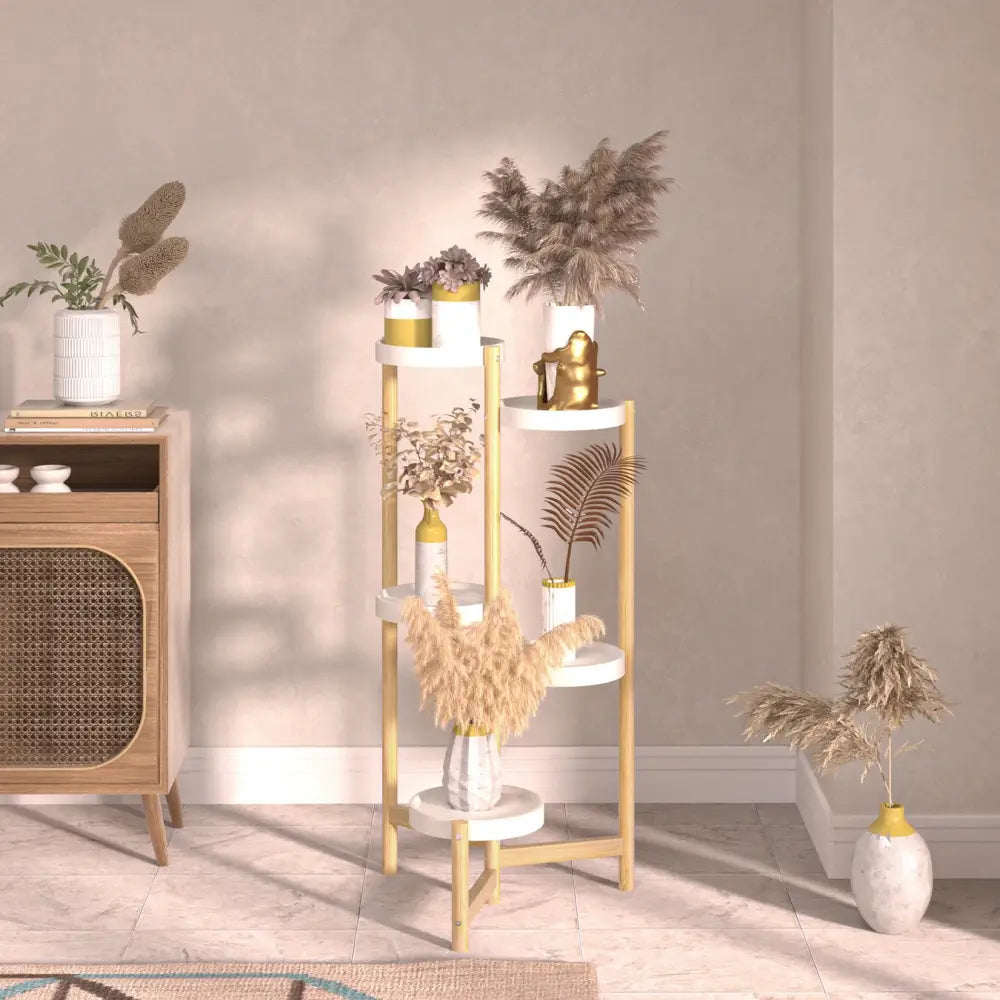 Bamboo 5-Tier Plant Stand Indoor Outdoor