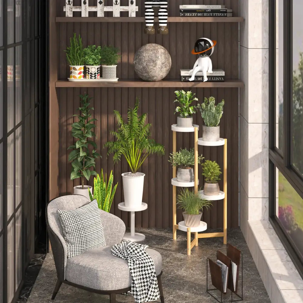 Bamboo 5-Tier Plant Stand Indoor Outdoor