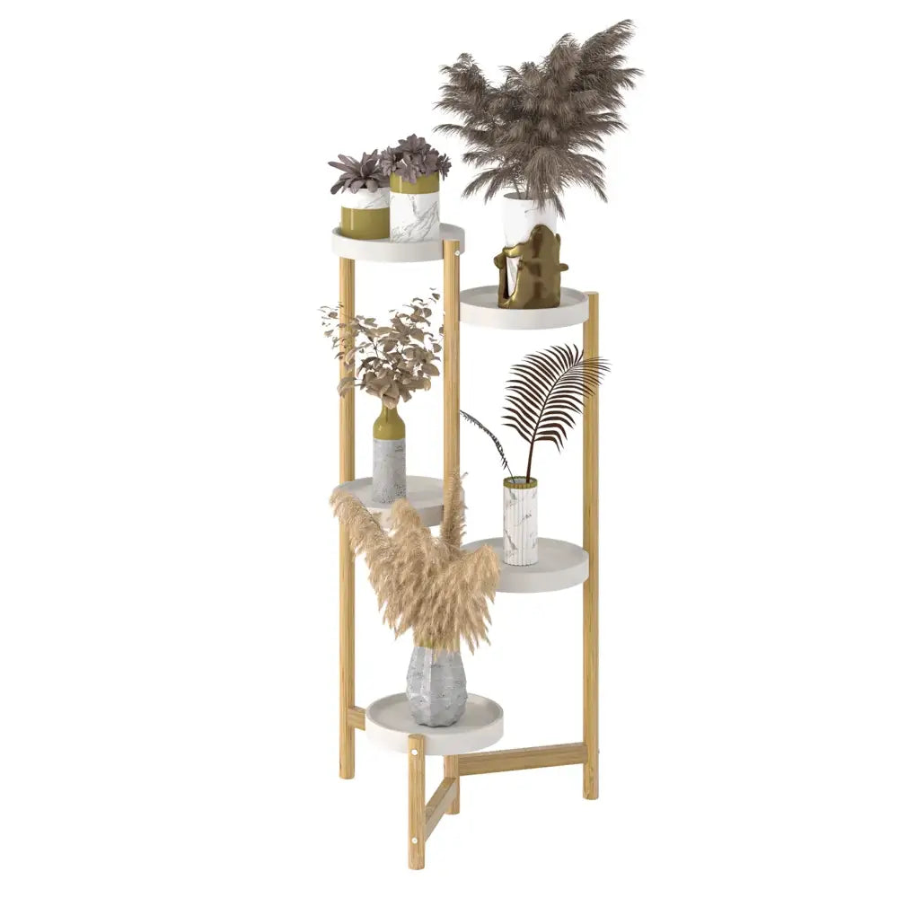 Bamboo 5-Tier Plant Stand Indoor Outdoor