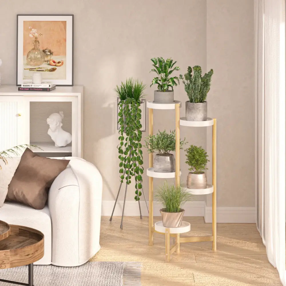Bamboo 5-Tier Plant Stand Indoor Outdoor