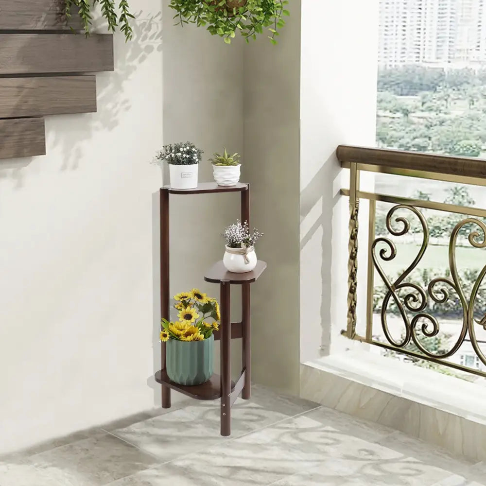 Bamboo Corner Plant Stand Outdoor