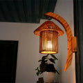 Bamboo country house wall light fixture bedroom arched sconce brown