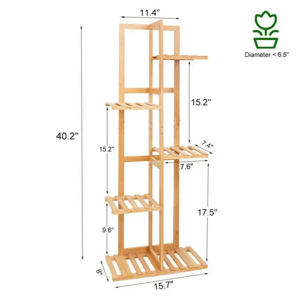Bamboo Plant Stand 6-Tier Display