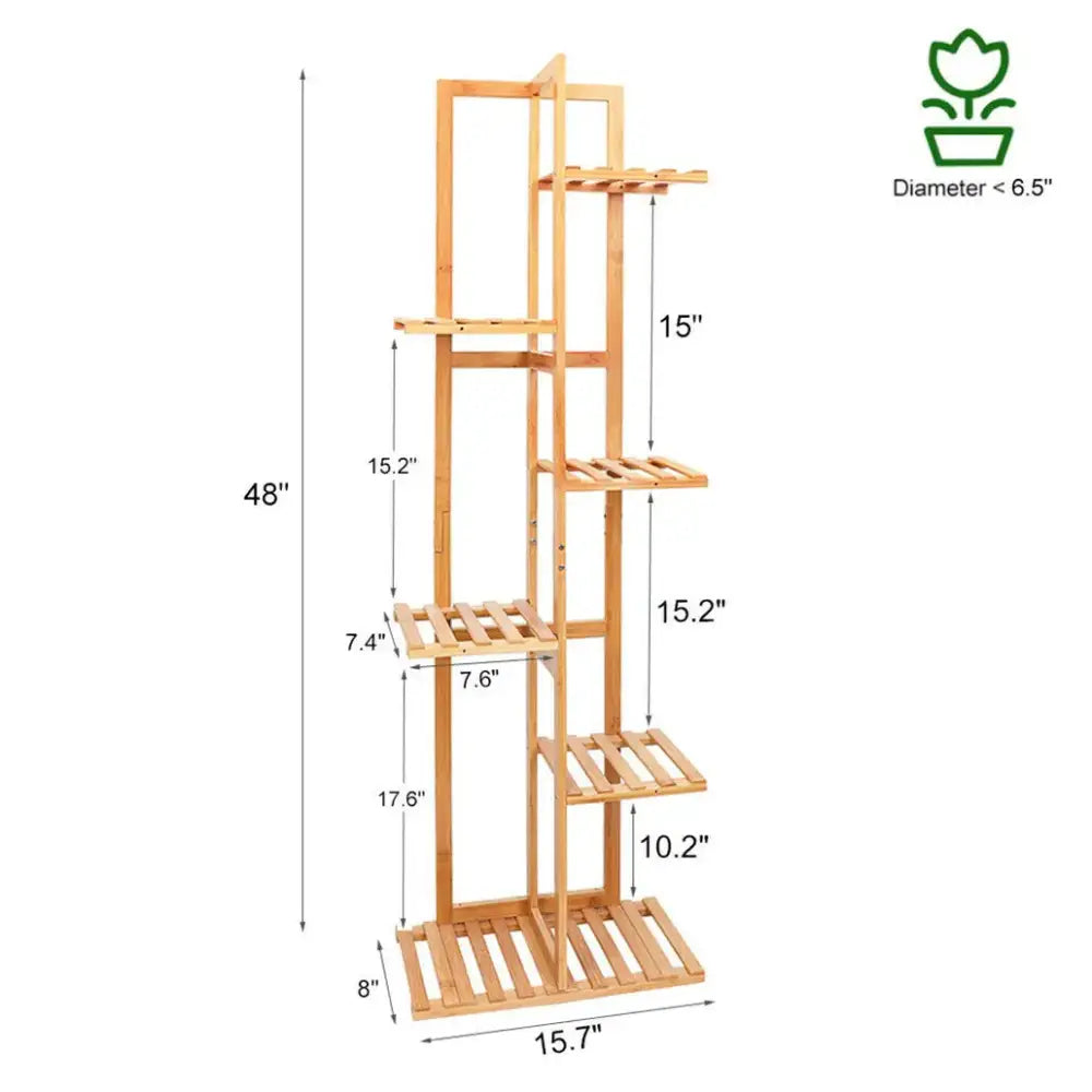 Bamboo Plant Stand 6-Tier Display