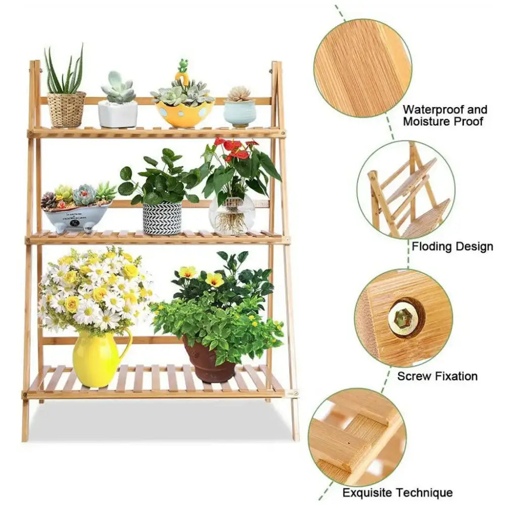Bamboo Plant Stand Indoor Outdoor