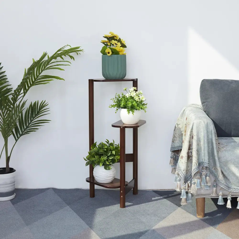 Bamboo Tall Corner Plant Stand
