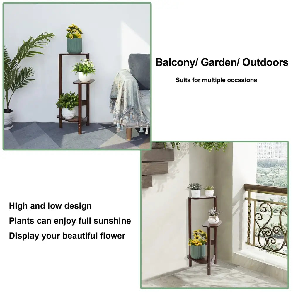Bamboo Tall Corner Plant Stand