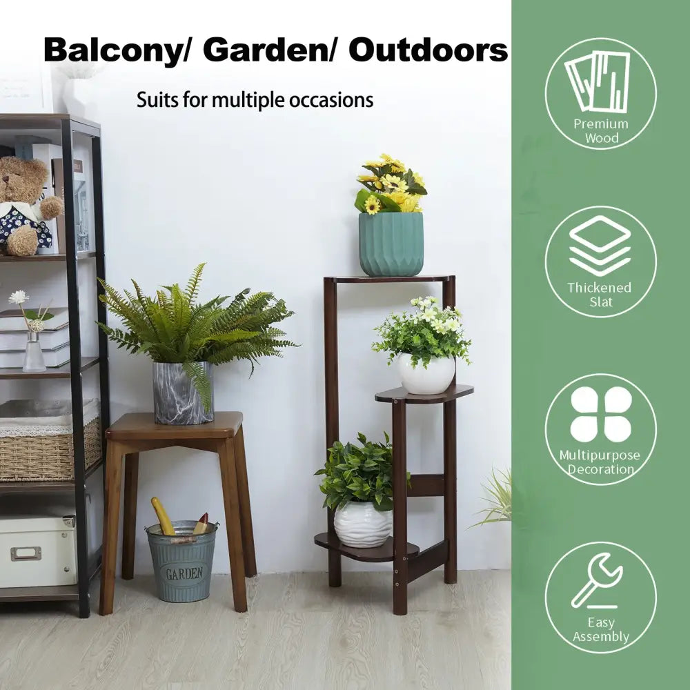 Bamboo Tall Corner Plant Stand