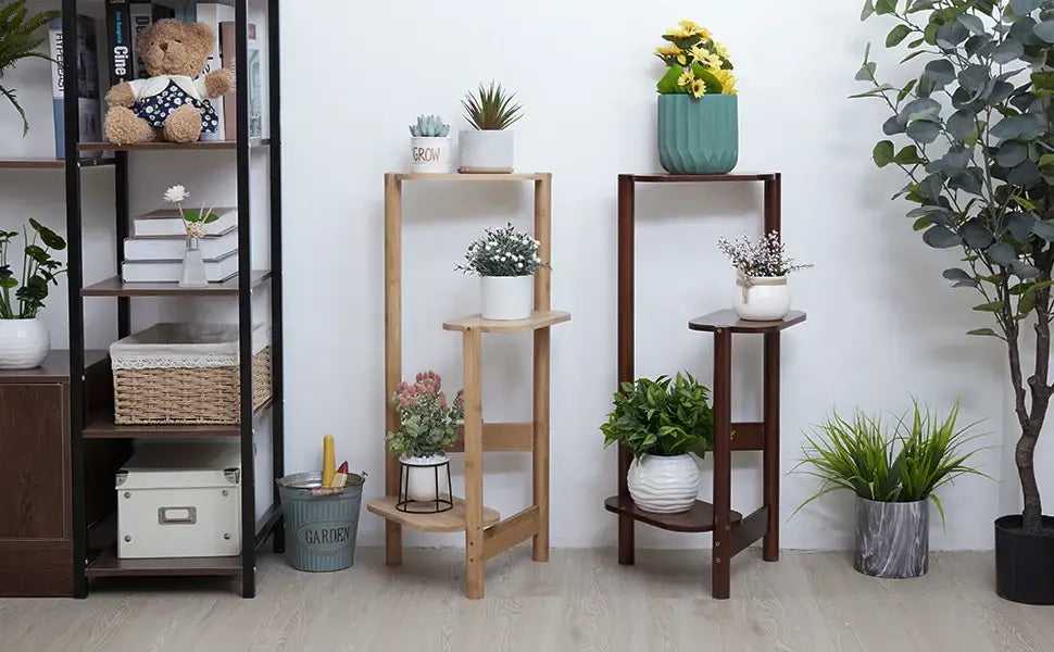 Bamboo Tall Corner Plant Stand