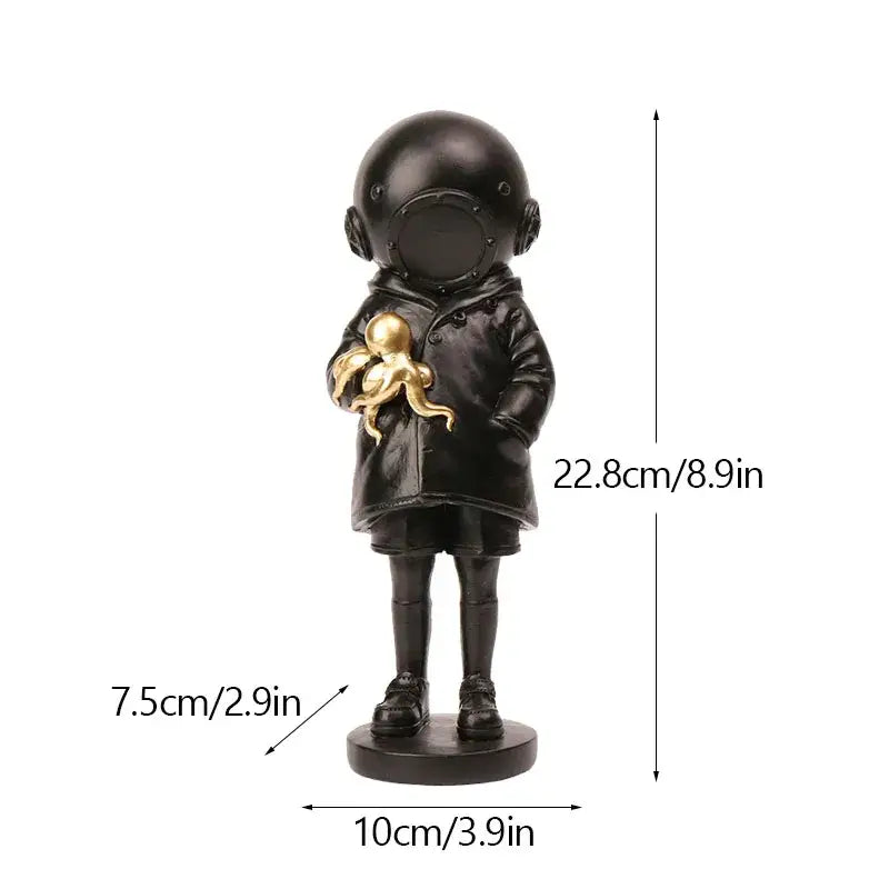 Banksy deep diver sculpture black & white resin statue living room decor