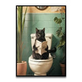 Bathroom Cat Canvas Wall Art