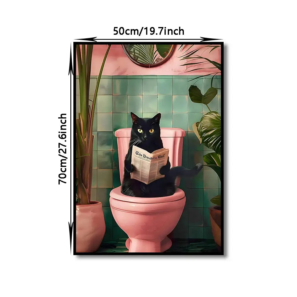 Bathroom Cat Canvas Wall Art