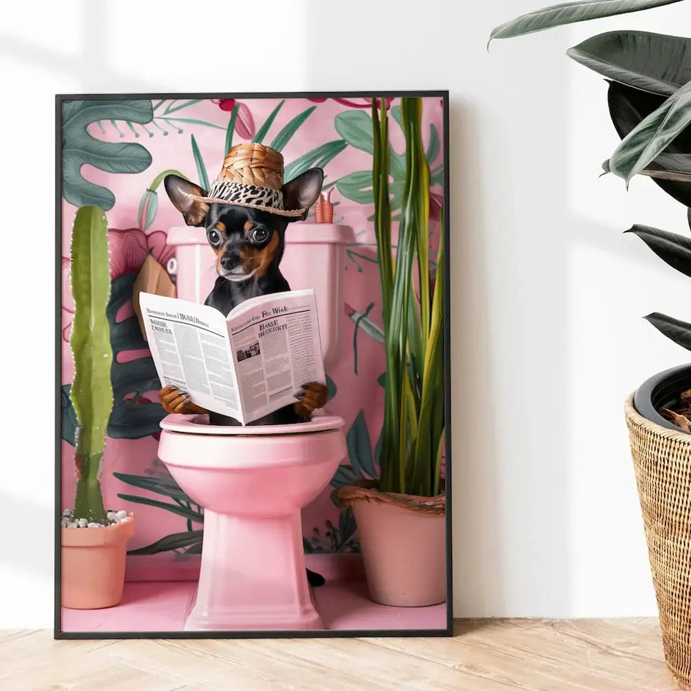 Bathroom Cat Canvas Wall Art