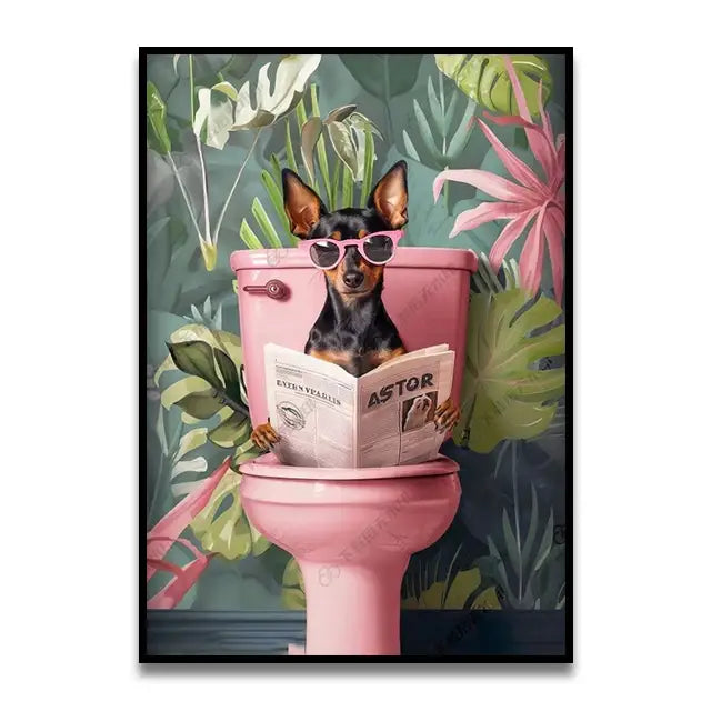 Bathroom Cat Canvas Wall Art