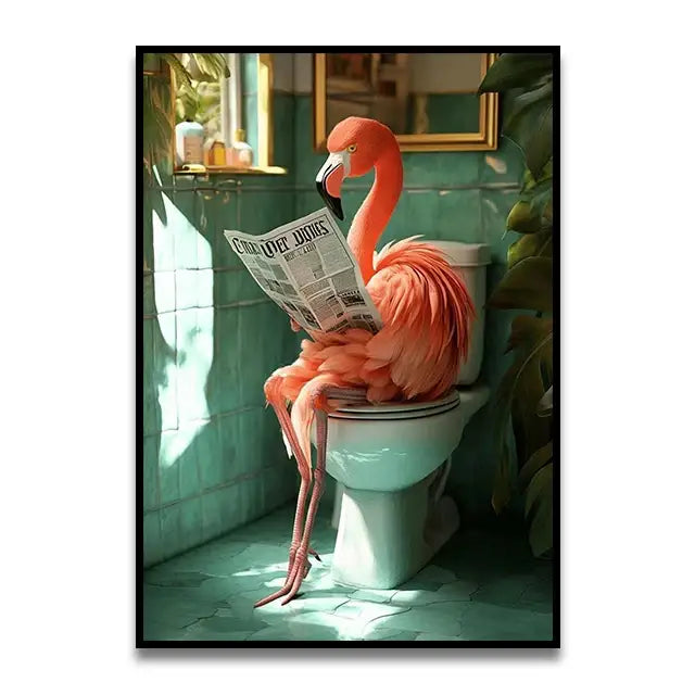Bathroom Cat Canvas Wall Art