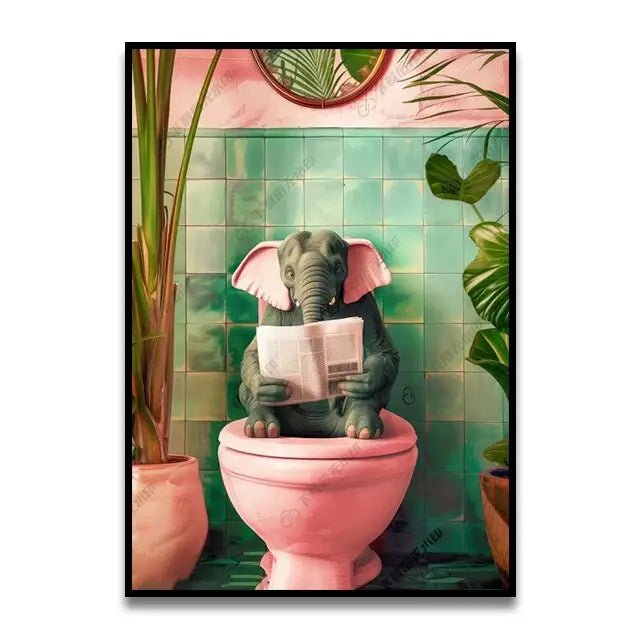 Bathroom Cat Canvas Wall Art