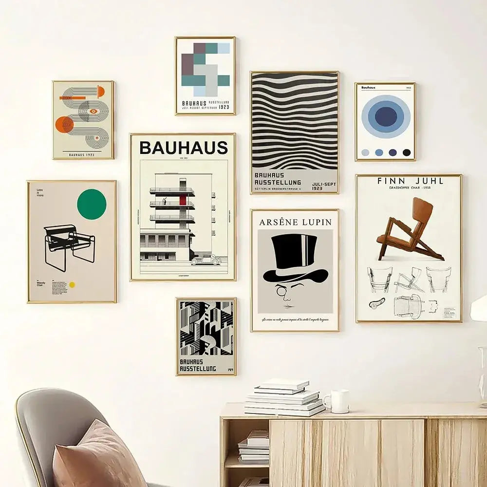 Bauhaus Canvas Print Minimalist Black White