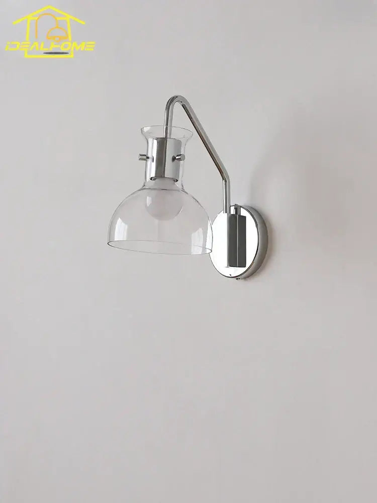 Bauhaus glass led wall lamp black metal sconce for bedroom