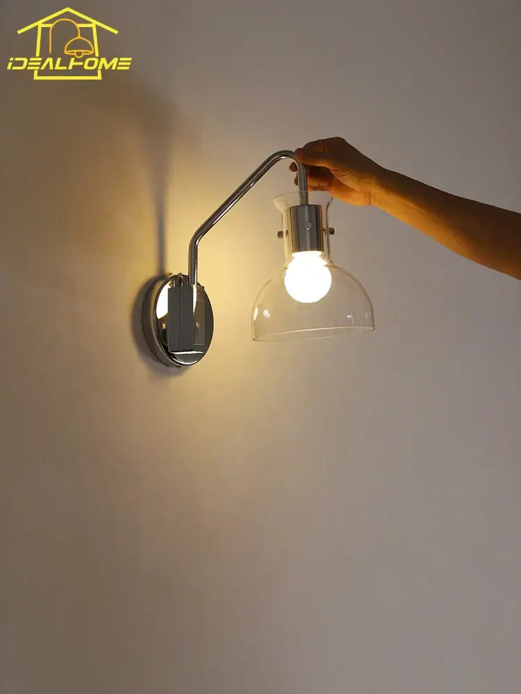 Bauhaus glass led wall lamp black metal sconce for bedroom